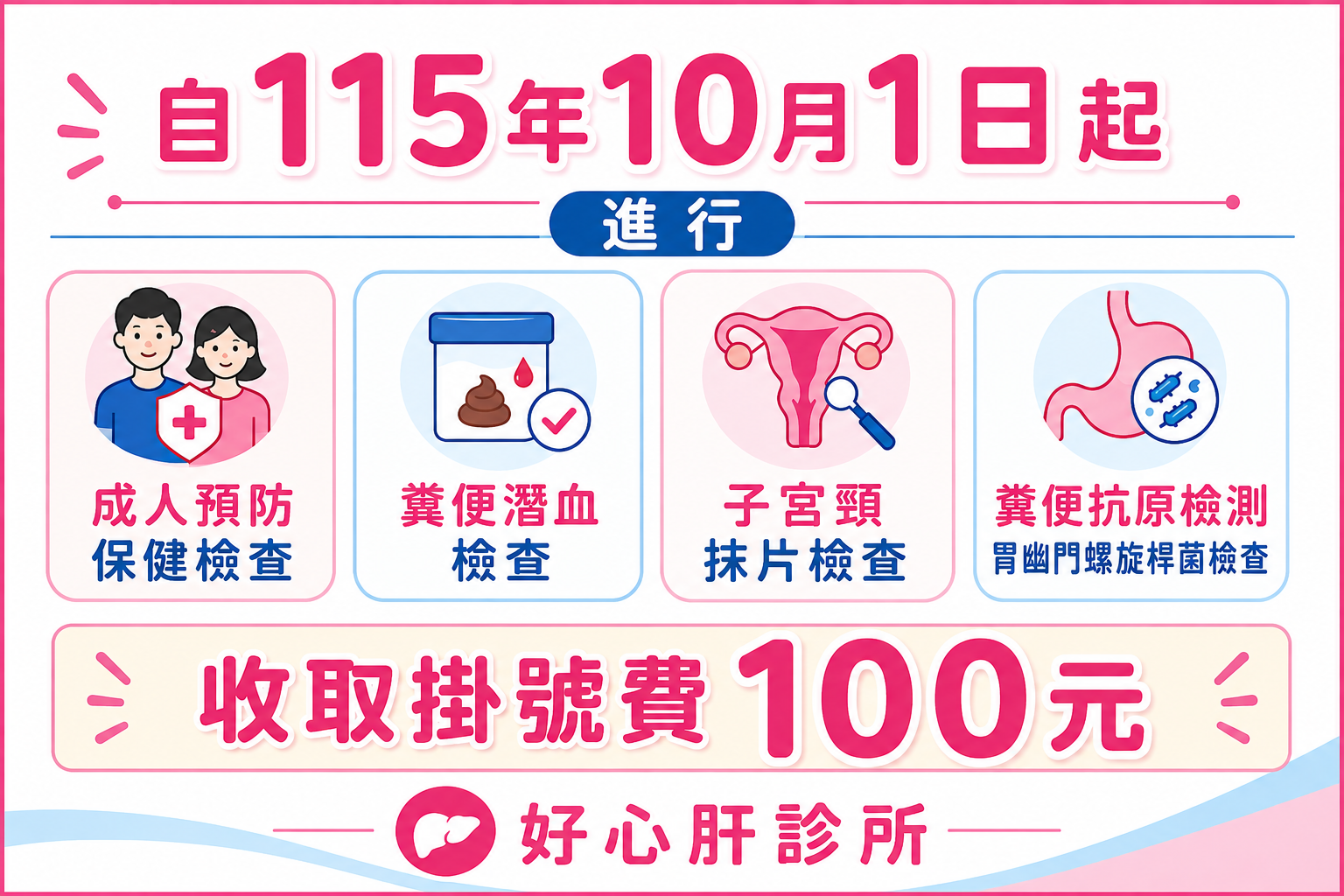 國健署檢查收掛號費之公告